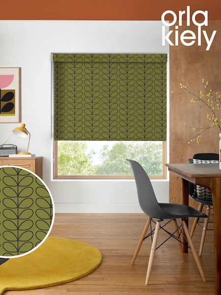 Orla Kiely Olive Green Linear Stem Made to Measure Roller Blinds (B40339) | £58