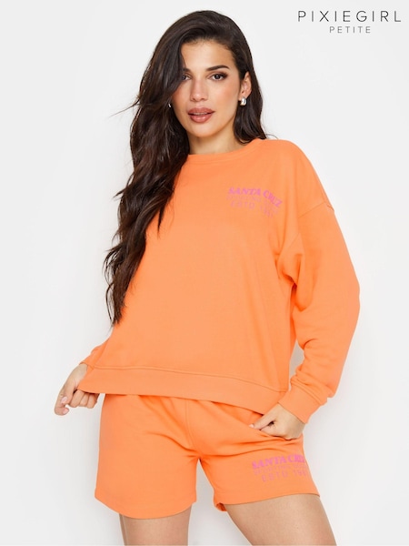 PixieGirl Petite Orange Santa Cruz Slogan Sweatshirt (B40600) | £27