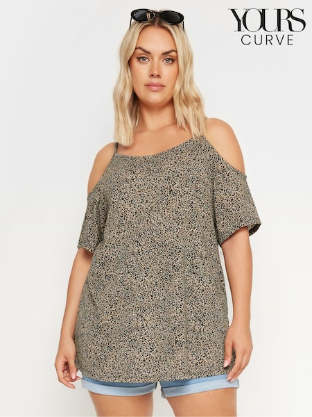 Yours Curve Animal Cold Shoulder T-Shirt (B40833) | £19