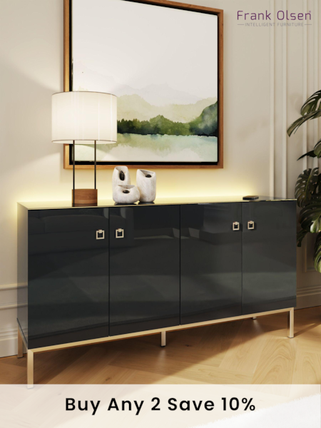 Frank Olsen Midnight Black Lyra Four Door SMART Large Sideboard (B41497) | £550