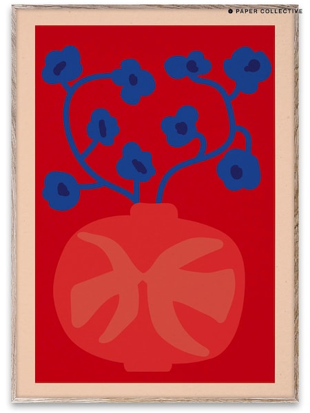 Paper Collective The Red Vase Framed Wall Art Print in Natural Oak Frame (B41571) | £70 - £110