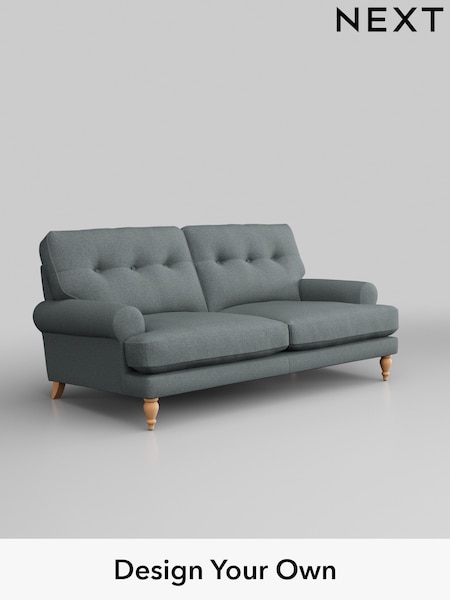 Tweedy Blend Easy Clean/Mid Slate Teal Green Erin Buttoned Back Deep Relaxed Sit (B41900) | £1,225