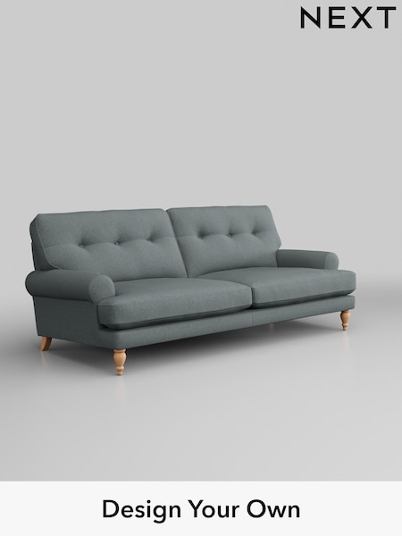 Tweedy Blend Easy Clean/Mid Slate Teal Green Erin Buttoned Back Deep Relaxed Sit (B41900) | £1,325