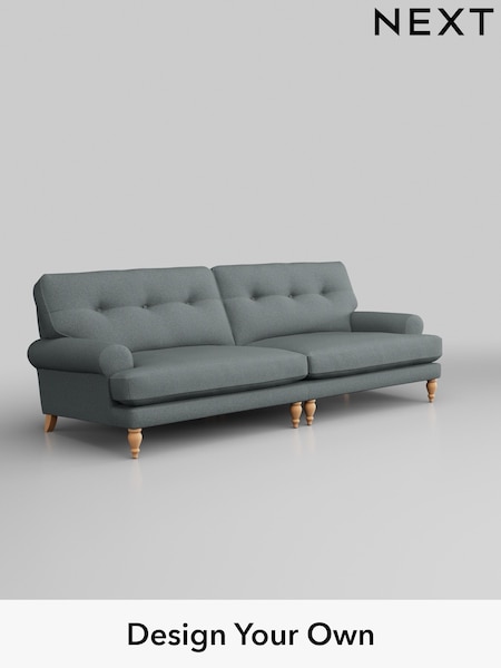 Tweedy Blend Easy Clean/Mid Slate Teal Green Erin Buttoned Back Deep Relaxed Sit (B41900) | £1,425