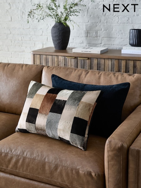 Black/White Cut Velvet Retro Etch 40 x 59cm Cushion (B42012) | £26