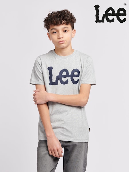 Lee Grey Boys Wobbly Graphic Print 100% Cotton T-Shirt (B42339) | £18 - £22