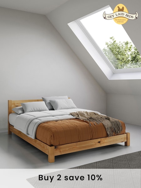 Get Laid Beds Honey Natural Low Tokyo Solid Wood Bed (B42447) | £555 - £705