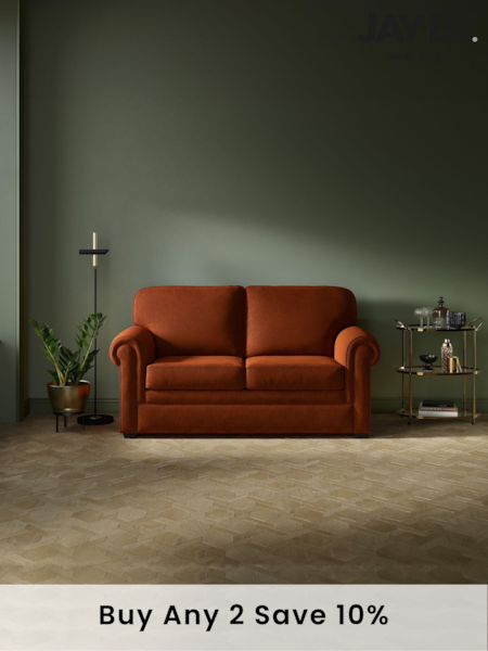 Jay-Be Cosy Chenille Foxy Orange Heritage 2 Seater Sofa Bed (B42521) | £1,155