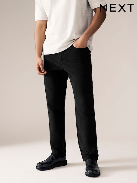 Charcoal Grey Straight Fit Nova Fides Italian Cotton Moleskin Chinos (B42603) | £55