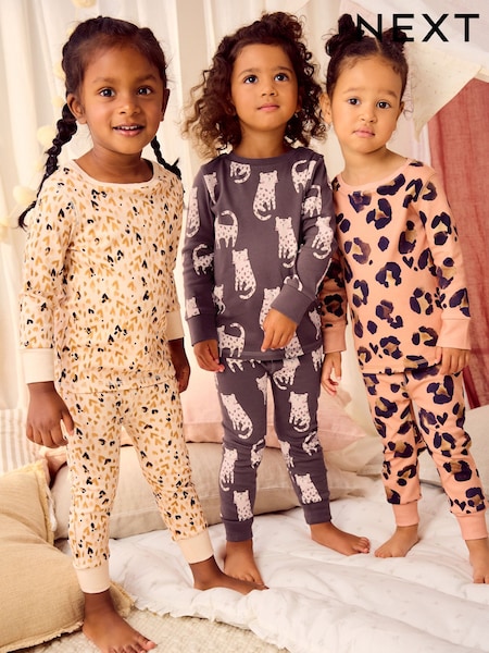 Neutral Animal Printed Snuggle Pyjamas 3 Pack (9mths-12yrs) (B42784) | £12 - £15