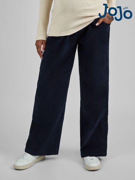 JoJo Maman Bébé Navy Blue Corduroy Wide Leg Maternity Trousers (B42790) | £39.50