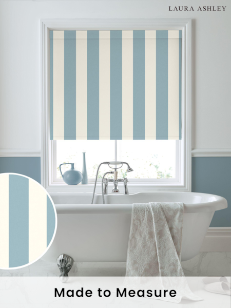 Laura Ashley Seaspray Blue Lille Stripe Made to Measure Roller Blind (B42854) | £58