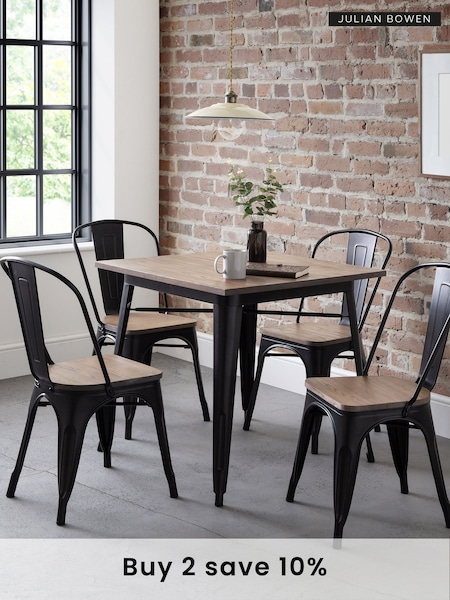 Julian Bowen Mocha Elm Black Grafton Square Table (B43172) | £200