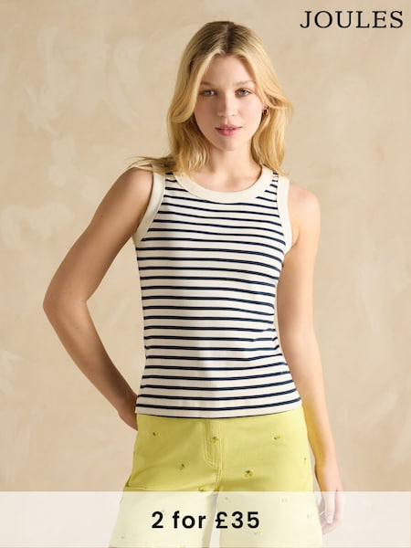 Joules Harbour Cream & Navy Striped Jersey Vest (B43202) | £25