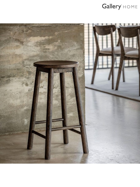 Gallery Home Dark Wood Temara Oak Style Stool (B43515) | £100