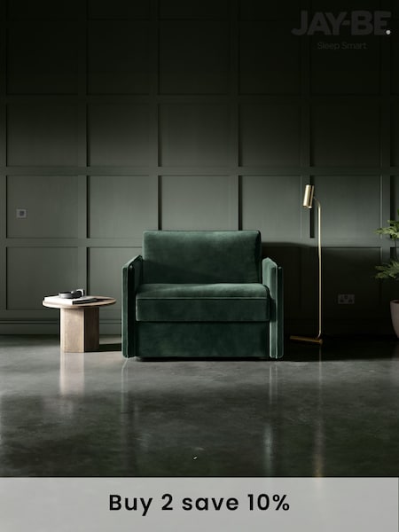 Jay-Be Luxe Velvet Bottle Green Slim Snuggle Sofa Bed (B43589) | £1,710