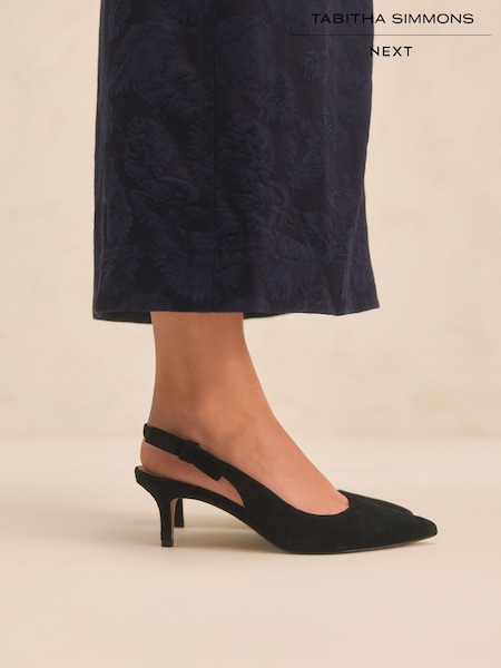 Black Leather Tabitha Simmons x Next Dela Slingback Point Heels (B43610) | £95