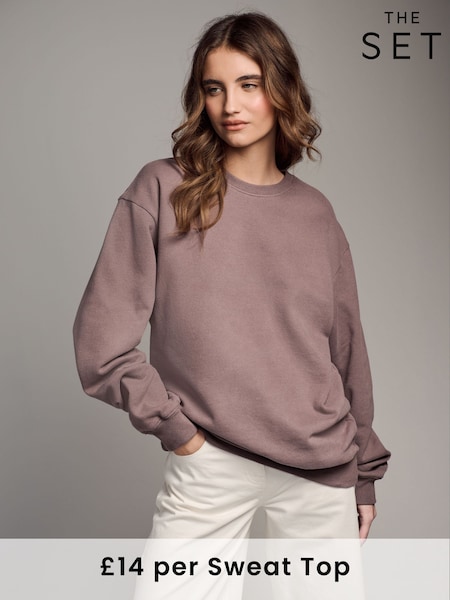 The Set Brown/Beige 2 Pack Oversized Crew Neck Sweatshirts (B43797) | £28