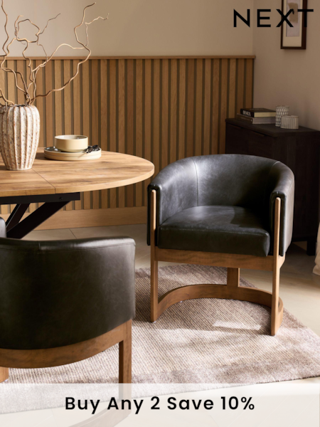 Distressed Faux Leather Black Brady Dark Wood Leg Dining Chair (B43871) | £299