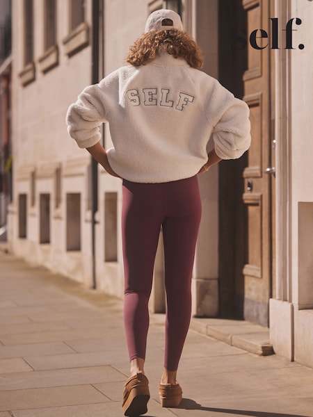 self. Burgundy High Waist Leggings (B43895) | £26