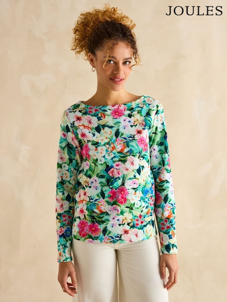 Joules Harbour Multi Floral Boat Neck Printed Top (B43931) | £35