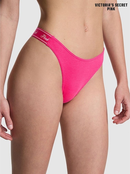 Victoria's Secret PINK Enchanted Pink Thong Cotton Logo Knickers (B43989) | £9