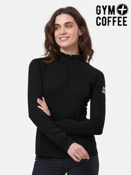Gym + Coffee Black Black Relentless Quarter Zip Womens Sweatshirt (B44086) | £60
