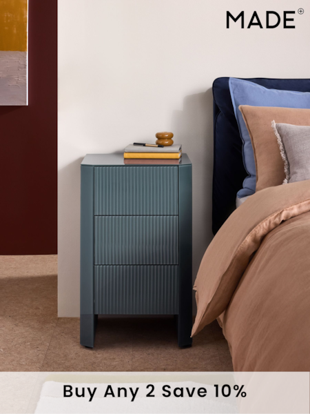 MADE.COM Blue Glass Eleni Bedside (B44147) | £299