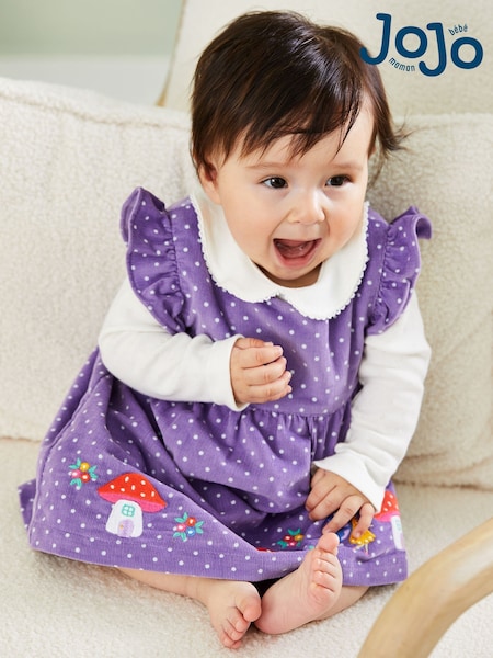 JoJo Maman Bébé Lilac Purple Fairy Cord Embroidered Baby Dress & Body Set (B44225) | £16