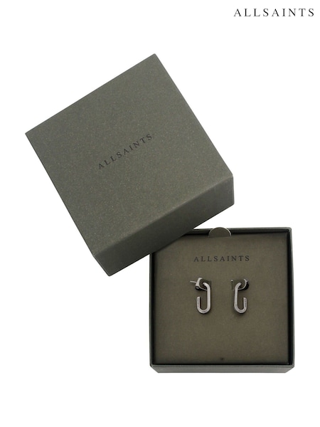 AllSaints Silver Tone Stone Oval Hoop Earrings (B44287) | £25