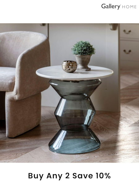 Gallery Home Clear Rabat Glass and Marble Side Table (B44506) | £300