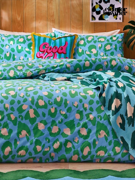 Eleanor Bowmer Blue Leopard 180 Thread Count Duvet Cover and Pillowcase Set (B44666) | £35 - £65