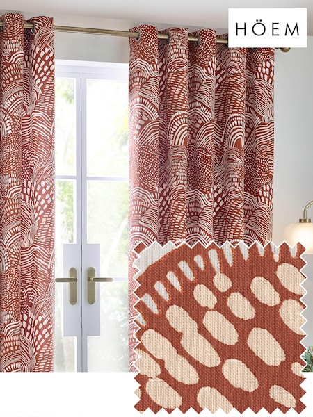 HÖEM Chestnut Nola Abstract Geometric Eyelet 100% Cotton Curtains (B44770) | £30 - £74