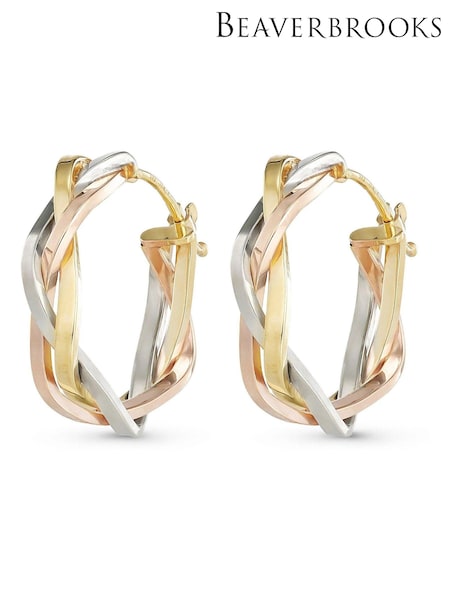 Beaverbrooks 9ct Gold Plait Hoop Earrings (B44815) | £295