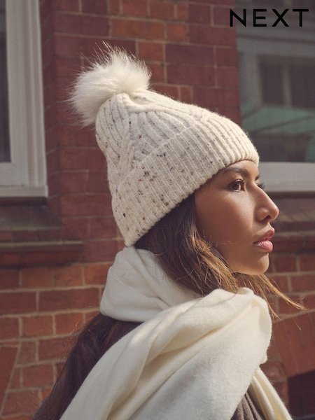 Cream Cable Knit Pom Hat (B44869) | £12