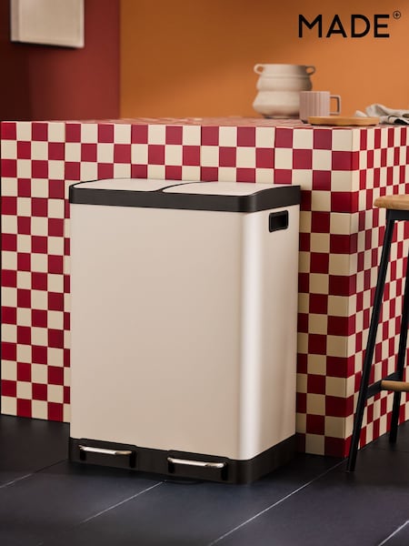 MADE.COM Cream 2 Section 60 Litre Recycling and Waste Colter Bin (B44955) | £120