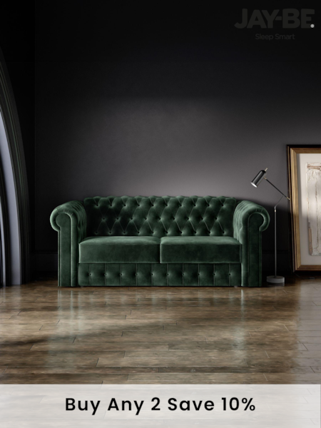 Jay-Be Luxe Velvet Bottle Green Chesterfield 3 Seater Sofa Bed (B45115) | £3,485