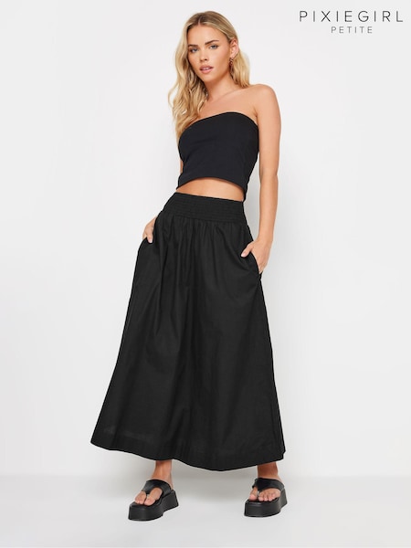 PixieGirl Petite Black Girl Poplin Maxi 100% Cotton Skirt (B45123) | £29