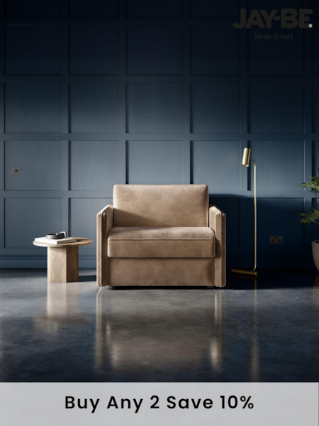 Jay-Be Luxe Velvet Cedar Mink Brown Slim Snuggle Sofa Bed (B45284) | £1,710