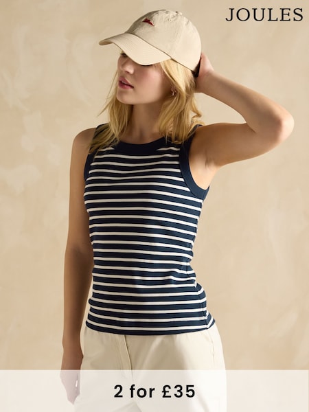 Joules Harbour Navy & Cream Striped Jersey Vest (B45340) | £25