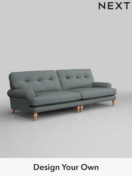 Tweedy Blend Easy Clean/Mid Slate Teal Green Erin Buttoned Back Deep Sit (B45477) | £1,375