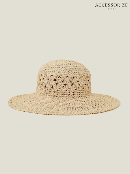 Accessorize Natural Loose Weave Floppy Hat (B45579) | £25