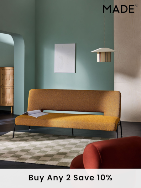 MADE.COM Ochre Yellow Pax Boucle Knox 2 Seater Sofa Bed (B45616) | £425