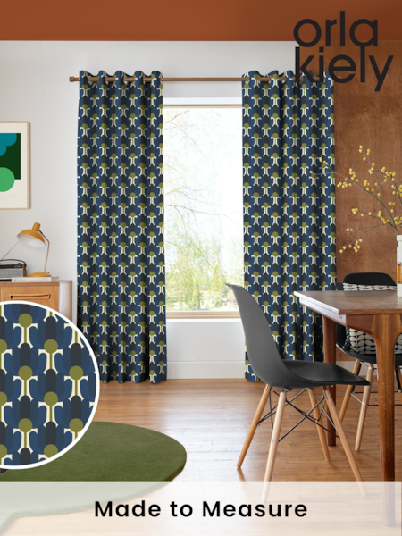 Orla Kiely Navy Blue Florida Made to Measure Curtains (B45807) | £91