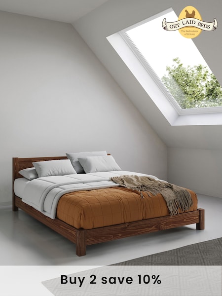 Get Laid Beds Coffee Bean Brown Low Tokyo Solid Wood Bed (B45935) | £0