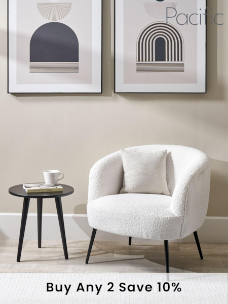 Pacific Black Siena Bouclé Tub Chair With Black Legs (B45974) | £320