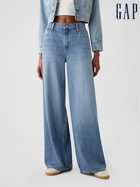 Gap Light Blue Mid Rise UltraSoft Baggy Jeans (B45992) | £55