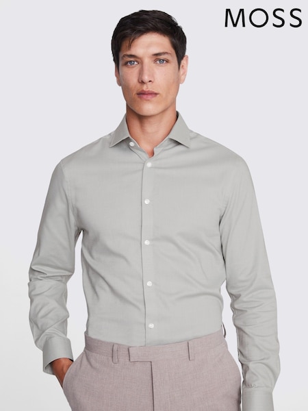 MOSS Grey Slim Dobby Stretch Shirt (B46024) | £40