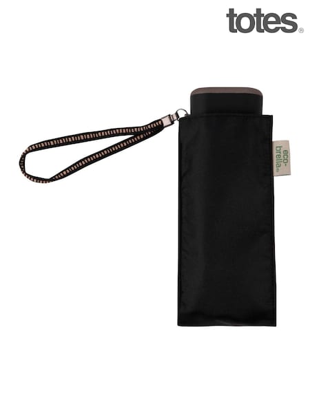 Totes Black Mini Eco Thin Flat Umbrella (B46034) | £20