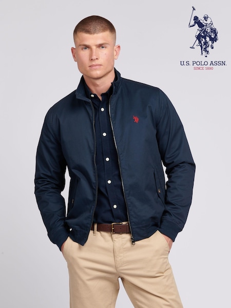 U.S. Polo Assn. Blue Mens 100% Cotton Twill Harrington Jacket (B46152) | £100